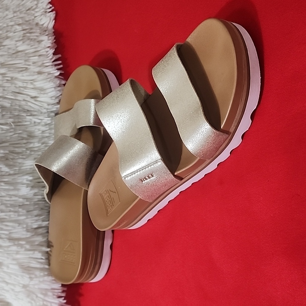 Reef Women's Metallic Gold Slide Sandals - Picture 3 of 10
